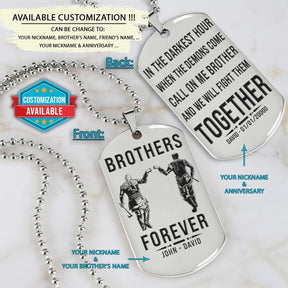 VKD024 - Brothers Forever - Call On Me Brother - Ragnar Lothbrok - Floki - Vikings - Double Sided Engrave Silver Dog Tag