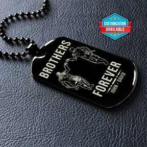 VKD025 - Brothers Forever - Call On Me Brother - Ragnar Lothbrok - Floki - Vikings - Double Sided Engrave Black Dog Tag