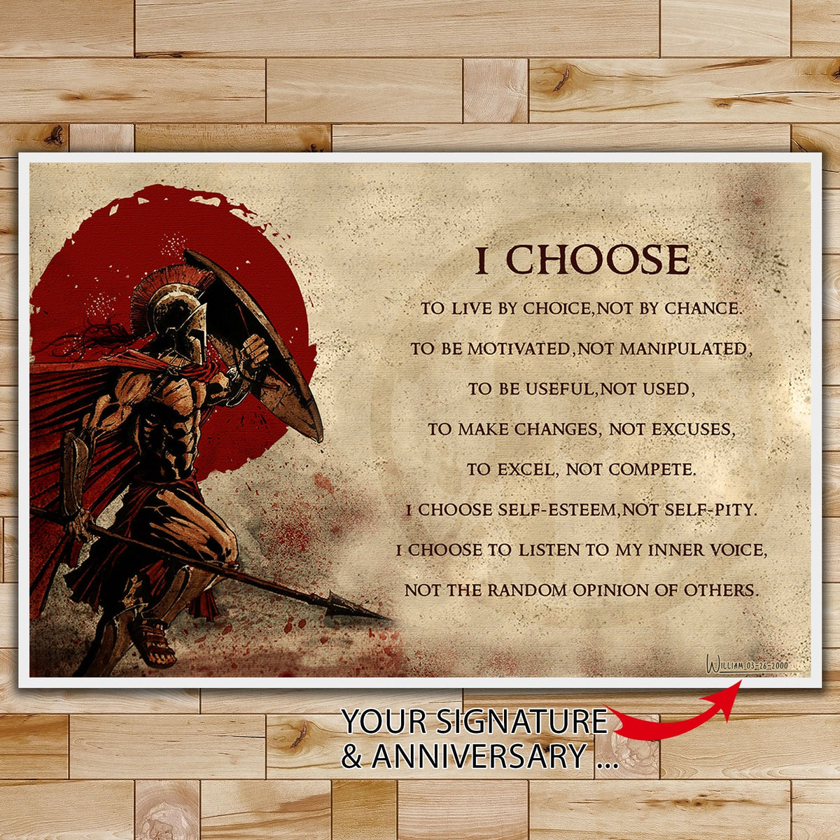 WA106 - I Choose - English - Spartan - Horizontal Poster - Horizontal Canvas - Warrior Poster