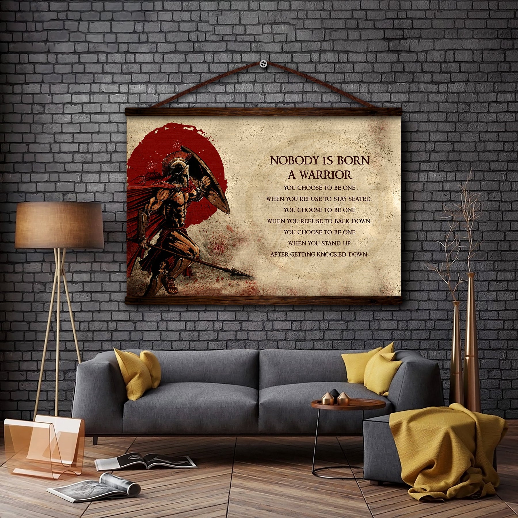 WA107 - Nobody Is Born A Warrior - English - Spartan - Horizontal Poster - Horizontal Canvas - Warrior Poster