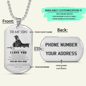 WAD041 - Dad To Son - Your Way Back Home - Warrior Dog Tag - Engrave Sliver Dog Tag
