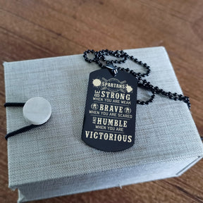 WAD044 - Humble When You Are Victorious - Warrior Dog Tag - Engrave Black Dog Tag