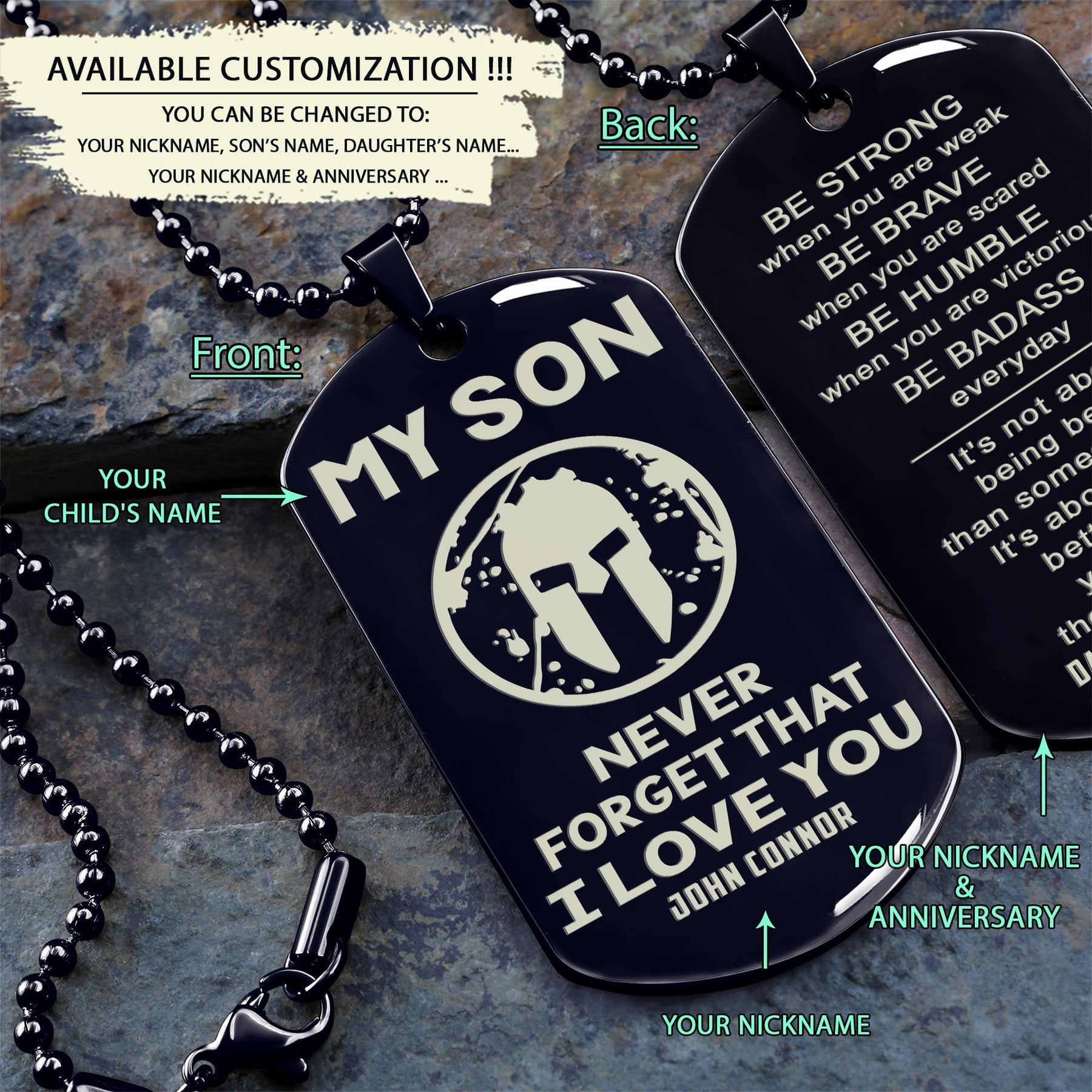 WAD048 - To My Son - It's Not About Being Better Than Someone Else - It's About Being Better Than You Were The Day Before - It's About Being Better Than You Were The Day Before - Warrior Dog Tag - Engrave Double Black Dog Tag