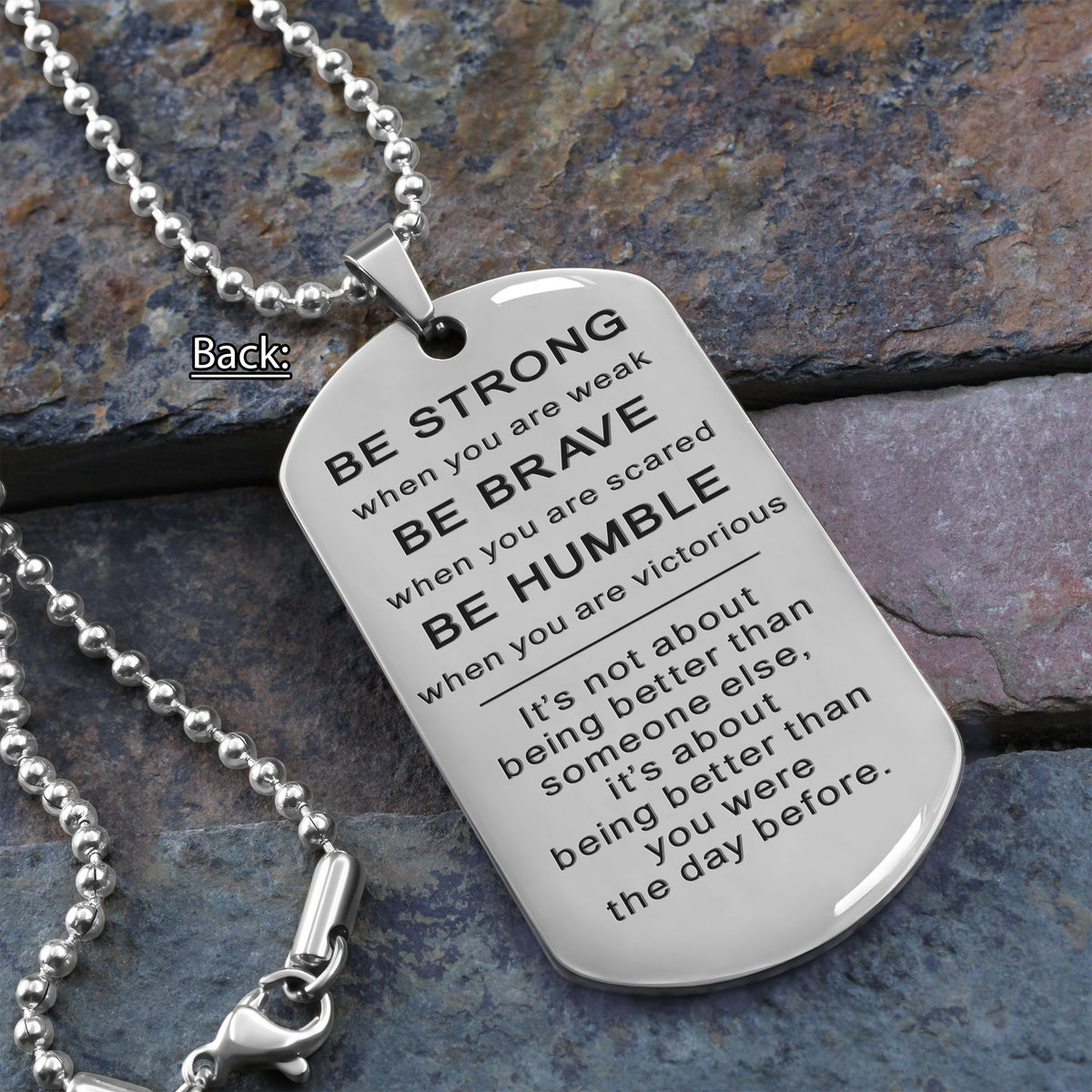 WAD050 - Call On Me Brother - It's Not About Being Better Than Someone Else - It's About Being Better Than You Were The Day Before - Warrior Dog Tag - Engrave Double Sliver Dog Tag