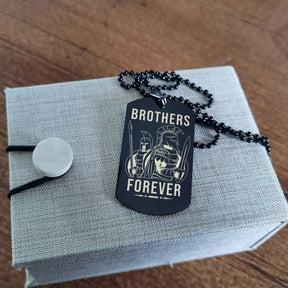 WAD055 - Brothers Forever - Call On Me Brother - Warrior - Spartan Necklace - Engrave Black Dog Tag