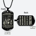 WAD061 - Call On Me Brother - It's Not About Being Better Than Someone Else - Warrior - Spartan Necklace - Engrave Black Dog Tag